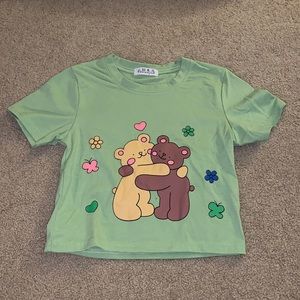 Green fitted/cropped graphic top